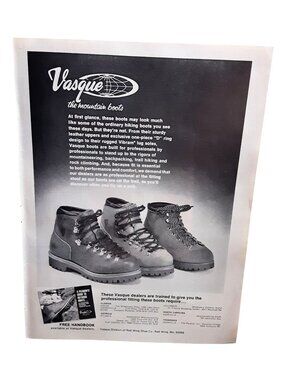 1976 Vasque Hiking Boots Vintage Outdoor Decor Wall Art Print
